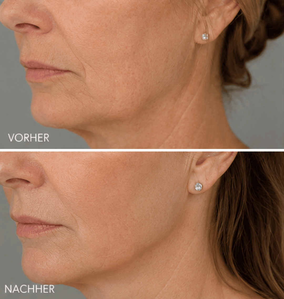 Vorher-Nachher: Kinn und Hals im Profil